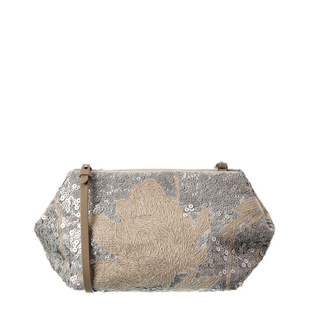 Brunello Cucinelli Linen Shoulder Bag, Beige